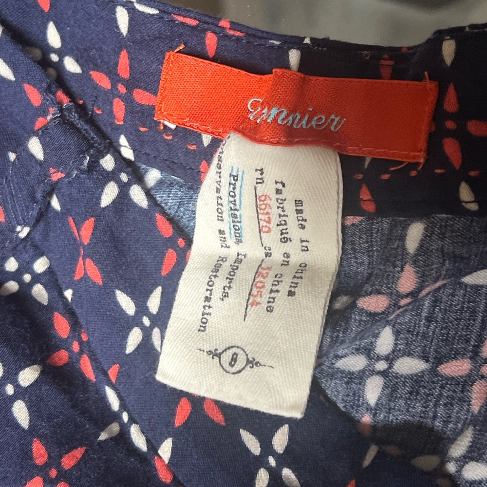 Anthropology Cartonnier navy rayon wide leg palazzo pants with geometric print - Picture 9 of 11